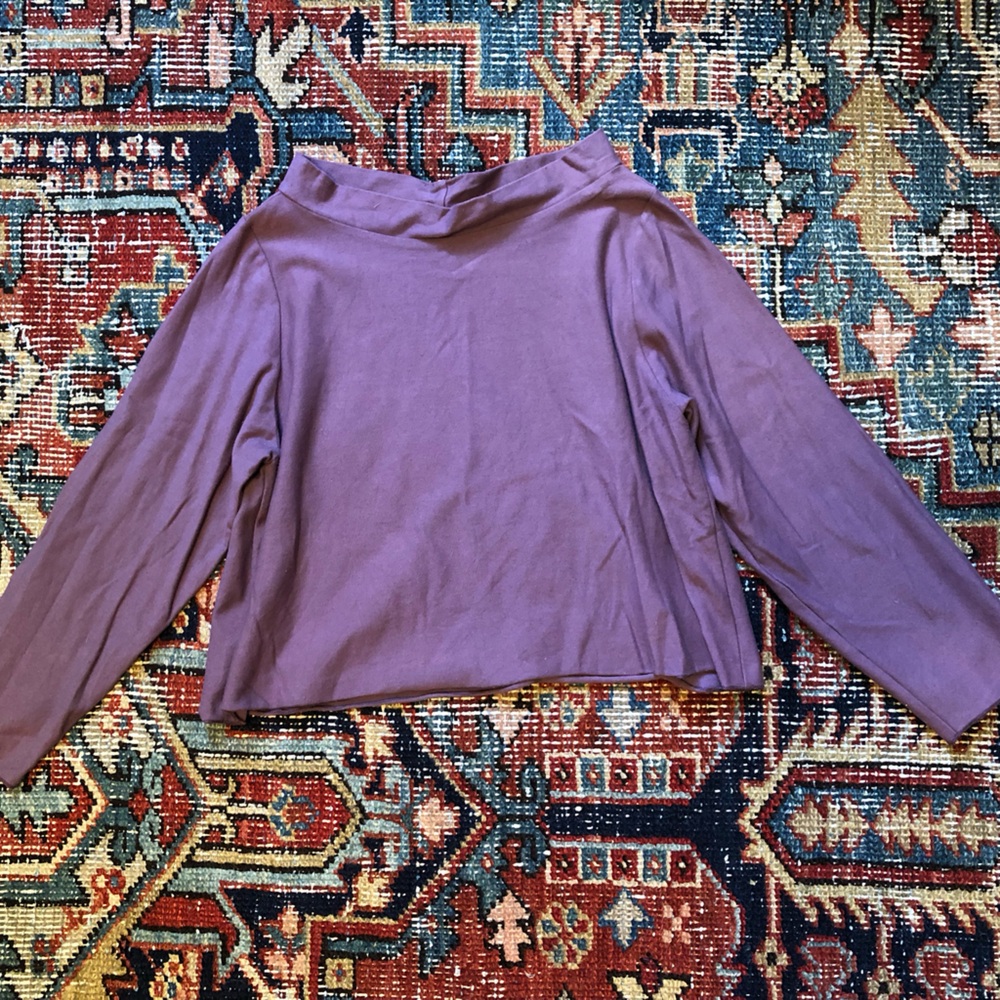 Women’s Purple Mock Neck Long-Sleeve Pullover Top
